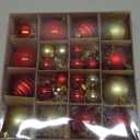 Christmas Balls Ornaments Set, 44 Pcs Xmas Shatterproof Plastic Baubles Hanging Balls for Christmas Tree Holiday Party Wedding Decoration (Red & Gold)