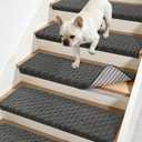 JSEI Bullnose Carpet Stair Treads, 14 Pcs Non Slip Stair Treads for Wooden Steps Indoor with TPE Backing, 11" x 30" Machine Washable Stair Runners with Edge Protection for Kids and Elders, Dark Grey