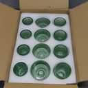 Vintage Ribbed Green Glass Candle Holders Set of 12, 3 Assorted Sizes for Pillar, Tealight & Votive Holders, Elegant Glass Candlestick Holders for Table Centerpiece Wedding Christmas Decor
