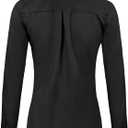 Ruisin Super Soft Wrinkle Free Button Down Shirts for Women Solid Long Sleeve Striped Formal Work Dress Blouses Tops (Black, XL)