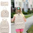 Corduroy School Backpack Girls Kids Teens School Bookbags Schoolbag Set with Lunch Box Pencil Bag