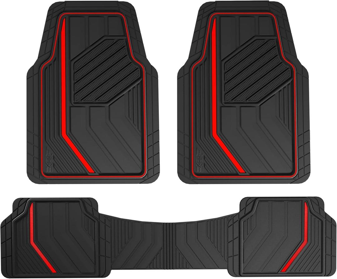Dickies 3-Piece DuraSport Floor Mats, Heavy-Duty Mats for Cars, Trucks, SUVs  Black/Red
