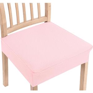 Smiry Stretch Jacquard Seat Covers for Dining Room Chairs Set of 4, Removable Washable Chair Seat Protector Slipcovers, No Rear Covers, Blush Pink