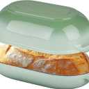 Enameled Cast Iron Sourdough Bread Oven, Dutch Oven, Loaf Cast Iron Bread Pan for Homemade Bread Baking, Meatloaf Pan with Lid, 5QT, Green