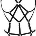 LIVE4COOL Women Harness Cupless Cage Bra Set Elastic Lingerie for Women Adjustable Hollow Out Strappy Set Sexy Strap Belt (Black 1)