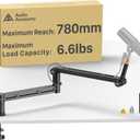 Low Profile Boom Arm (Design for Heavy Mic) 6.6lbs Load Capacity, Stable Gear Lock Structure Never Sags, Metal Microphone Stand Desk Mount for Shure SM7B MV7+, Blue Yeti,Rode PodMic