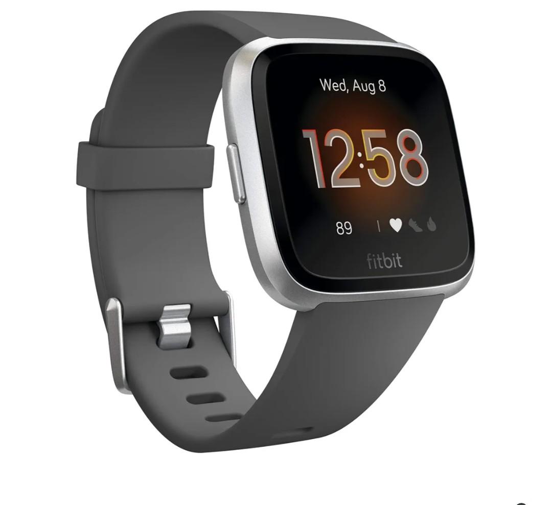 Fitbit Versa Lite Smartwatch,GPS,Charcoal/Silver Aluminum, One Size (S & L Bands Included)
