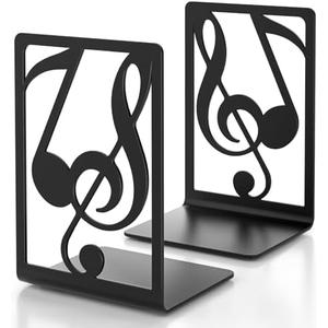 Metal Book Ends 1 Pair for Heavy Books & Shelves - Black Home Decorative Book Shelf Holder Gifts