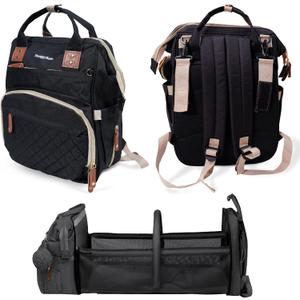 SNUGGY BABY Diaper Bag with Changing Station, Diaper Backpack with Changing Pad, Portable Diaper Organizer, Insulated Bottle Holders, Large Capacity, Water-Resistant Travel Bag (Black)