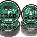Irenare 200 Pcs Graduation Paper Plate Bulk 2026 Graduation Decoration Green and White Class of 2026 Dinner Dessert Disposable Paper Plate Dinnerware for Congrats Grads Party Supply, Serve 100