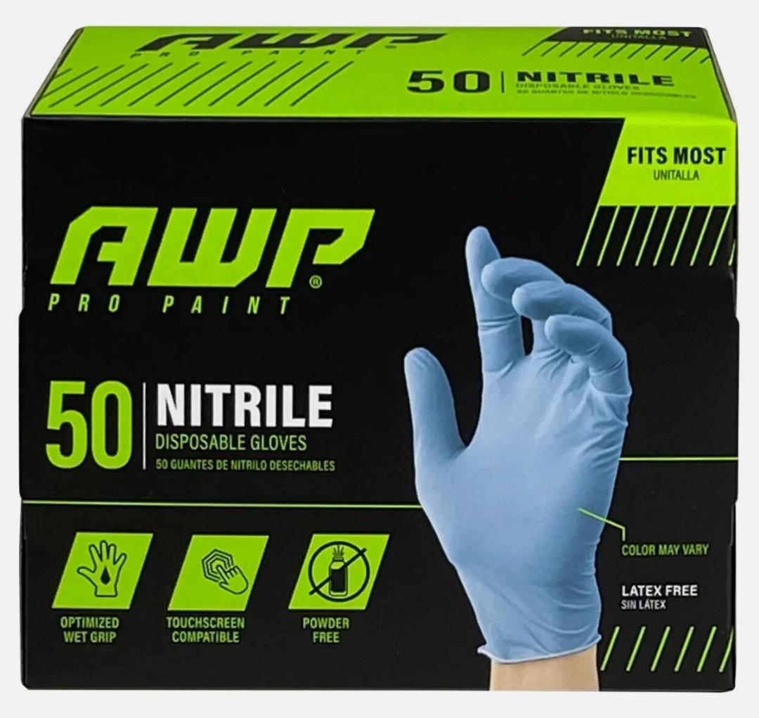 AWP 50 NITRILE DISPOSABLE GLOVES Blue FITS MOST LATEX FREE TOUCHSCREEN COMPATIBL