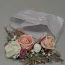 Fnize Pink Corsage and Boutonniere Set for Bride Groom Bridesmaids Groomsmen Wedding Homecoming Flowers Prom Suit Accessories, Rose Boutonniere and Wrist Corsage Flower