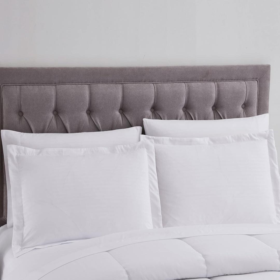 Twin Comforter Set 6 Piece Bed in a Bag with Bed Skirt, Fitted Sheet, Flat Sheet, 1 Pillowcase, and 1 Pillow Sham, Twin, Dobby White