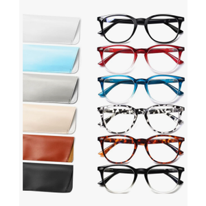 Henotin 6 Pack Reading Glasses for Women Men Blue Light Blocking Stylish Computer Readers with Leather Case +1.0 Henotin 6 Pack Reading Glasses for Women Men Blue Light Blocking Stylish Computer Readers with Leather Case +1.0