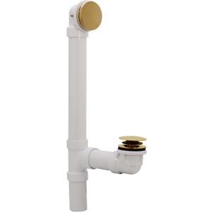 Westbrass 493244H-01 12" & 4" Bath Waste & Overflow Assembly with Tip-Toe Drain Plug and Illusionary Faceplate-SCH. 40 PVC Pipe, 1-Pack, Polished Brass