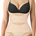 BRABIC Mesh Shapewear Bodysuit Tummy Control for Women Plus Size Faja Body Shaper Bodysuit Butt Lifter (Beige, XXL)
