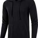 SIR7 Men's Gym Workout Active Long Sleeve Pullover Lightweight Hoodie Casual Hooded Sweatshirts (Black, XXXL)