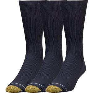 GOLDTOE Men's Metropolitan Crew Dress Socks, 3-Pairs, Navy, Shoe Size: 6-12.5