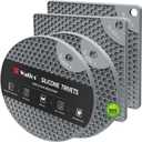 Walfos Silicone Trivet Mats - 4 Heat Resistant Pot Holders, Multipurpose Non-Slip Hot Pads for Kitchen Potholders, Hot Dishers, Jar Opener, Spoon Holder, Food Grade Silicone & BPA Free (Nordic Grey)