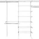 Rubbermaid Configurations Custom Closet Kit 6-10 Ft. Adjustable Metal Wire Shelving White Finish Expandable Organization System Hardware Included for Home Closet/Pantry/Laundry/Mudroom