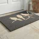 Fab Habitat Non Slip Doormat - Durable, Thin - Natural Coir & Rubber - Entryway, Front Door, Porch, Patio - Birds on Branch Gray (18" x 30" Non-Slip), Large - Extra Thin, Low Profile