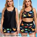 Holipick Women Plus Size 3 Piece Tankini Swimsuits Athletic Bathing Suits with Shorts