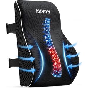 AUVON Lumbar Support Pillow for Office Chair with Patented Bulge for Lower Back Support, Ergonomic Office Home Essentials Improve Posture, Memory Foam Chair Cushion with Straps for Home, Office, Car