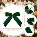 24 PCS 3.5 inches Forest Green Small Velvet Ribbon Bow Pre-Tied Twist Bows Ribbon for Crafts Gift Wrapping Bakery Candy Bags Hair Wedding Christmas Tree Wreath