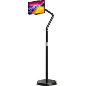 EASPEARL Tablet Stand for Bed, Height-Adjustable iPad Stand with 4lbs Heavy Base, 360° Rotation, Wireless Remote Control, for iPads, Phones, Kindles