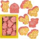 Farm Cookie Cutters Set, 8 Pcs Cookie Cutter with Plunger Stamps, Cute Cookie Cutters for DIY Biscuit Snacks Cheese Baking