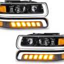 OPP ULITE LED Headlights for Chevy Silverado 1999-2002 Chevrolet Suburban Tahoe 2000-2006, White DRL & Amber Turn Signal & Hi/Low Beam & Side Marker Light DOT Approved Headlight Assembly Replacement