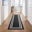 Nautica – Runner Rug | Indoor Runners for Hallways and Entry Rugs| Non-Slip and Non-Skid Entry and Kitchen Door Mat| Machine Washable Entryway Carpet Rugs | 2'6" x 10' | Double Border Black