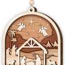 Nativity Scene Ornaments 2025 - Holy Family Christmas Ornament for Tree Decor, Catholic & Religious Gift for Women, Church Gifts for Men, Family, Friends, Wooden Nativity Ornament