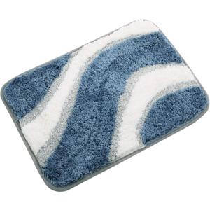 KAMA BRIDAL Microfiber Bath Mat Non-Slip Bathroom Floor Rugs Fast Water Absorbent Shower Mat Ultra Soft Bath Rug Anti-Slip Backing Machine Wash Blue 12x18