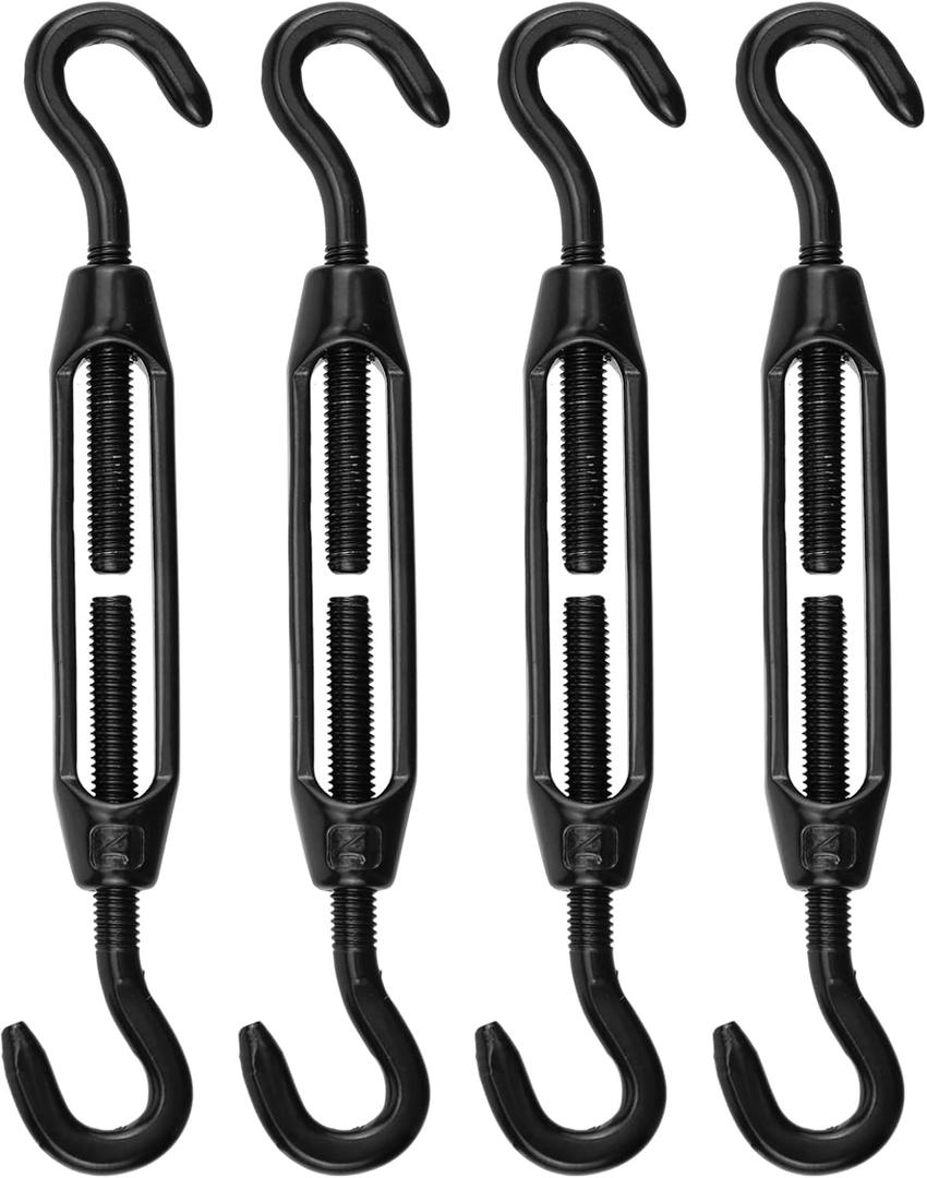Antrader Turnbuckle Hook and Hook,Stainless Steel Turnbuckles,M4,Black,4Pcs