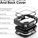 2-Pack 2-in-1 Waterproof Bling Case for Apple Watch 40mm Series 6 SE 5 4 with Tempered Glass Screen Protector, Crystal Diamonds Rhinestone Overall Durable Cover Front & Back Bumper for iWatch 40mm (Black/Clear)