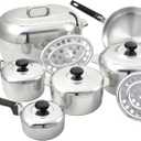 IMUSA USA Heavy Duty 13-Piece Cast Aluminum Cajun Cookware Set, Silver