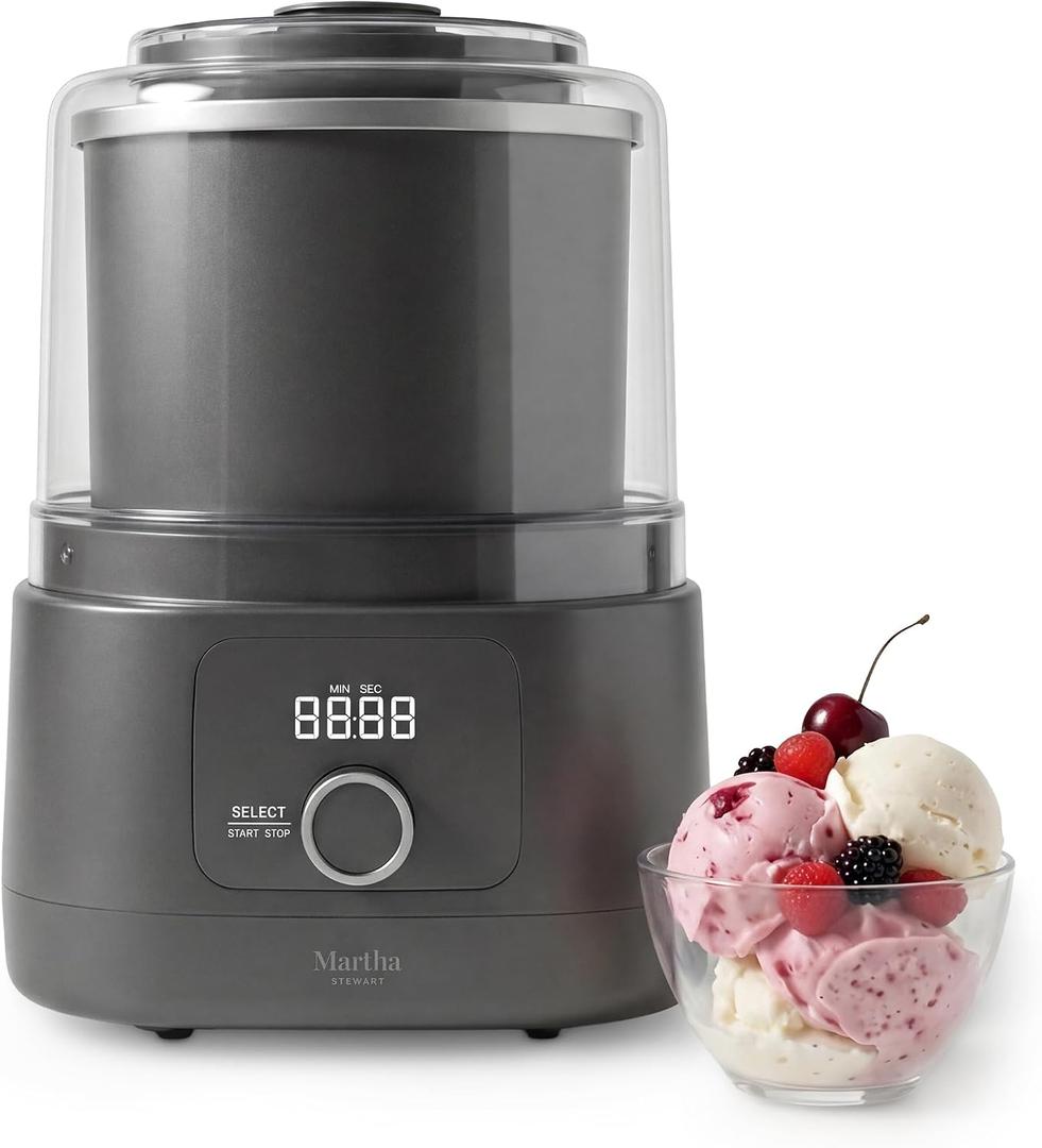 Martha Stewart Ice Cream Maker Machine, 2QT Double Insulated Freezer Bowl