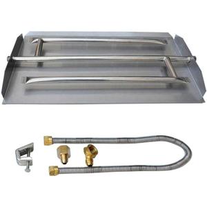 Stanbroil Stainless Steel Natural Gas Fireplace Triple Flame Pan Burner Kit, 28.5-inch