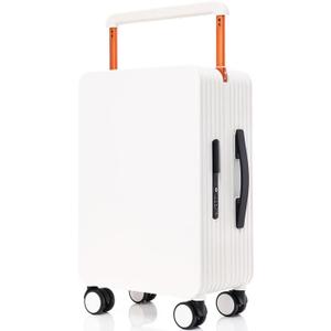 UrbanExplorer Carry On Luggage 20In Wide Handle PC Hardshell Suitcases with Spinner Wheels & TSA Lock Frameless Luggage Zipperless Luggage, White