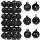 1.57" Black Christmas Ornaments for Christmas Tree 36 Pcs Mini Shatterproof Balls Christmas Tree Decorations Small Xmas Ornaments Balls with Hanging Loop for Wedding Holiday Party Wreath Home Decor
