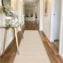 GOYLSER 10 ft Washable Runner Rug Jute Carpet Runner for Hallway, Non Slip Bath Rug Runner Mat, Beige Indoor Runner Rugs for Entryway (2'4" x 10' (Rectangular)