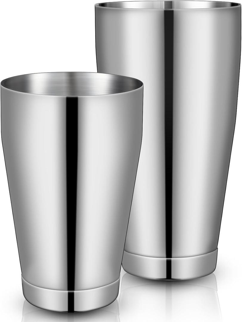 Sabary 4 Pcs Cocktail Shakers Professional Bar Shaker Boston Set Stainless Steel Martini Drink Mixer Basic Tool Weighted Shake Metal Can Cocktail Shaker Set, 18 Oz, 28 oz (Silver)