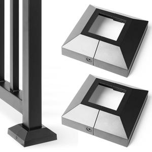 2" Split Type Base Cover, Decorative Skirt for Indoor/Outdoor Iron Deck Railing, Stair Post (2Pack-Black)