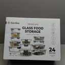 FineDine 24 Piece Premium Borosilicate Glass Meal Prep Containers Glass - Airtight Food Storage Containers with Lids, Hinged Locking Lid, BPA Free, For Meal Prep/Freezer/Oven (Grey)