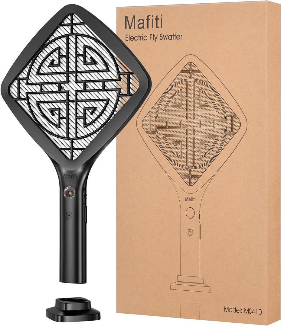 Mafiti Bug Zapper 3000V Mini Electric Fly Swatter with LED Light,Bug Zapper Indoor with Safety Grid for Home,Kitchen&Outdoor Camping-AA Battery Powered (not incl.)