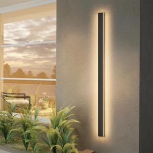 Aipsun Porch Wall Lights 59inch Long Strip Modern LED Outdoor Wall Light Fixture, 1 Pack Black Wall Mount Lighting Sconce Exterior Lights Wall Sconce 3000K for House Living Room Corridor