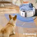 Wireless Dog Water Fountain for Large Dogs, 12L/3.2Gal Stainless Steel Dog Fountain Water Bowl with Sensor, Quiet Pump BPA-Free Automatic Water Dispenser for Cats Dogs Pets