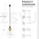 Zeyu H Type Track Lighting Pendant, Farmhouse 1-Light Black Ceiling Track Hanging Light Fixturs for Dining Room Bedroom, Clear Glass Shade, Black and Gold Finish, ZG33TP BK+BG
