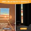 RYB HOME 100% Blackout Black Curtains for Bedroom Living Room, Thermal Insulated Heat Blocking Noise Reducing Window Curtains & Drapes for Kids Room, 52 inches Wide by 84 inches Long, 2 Panels Set